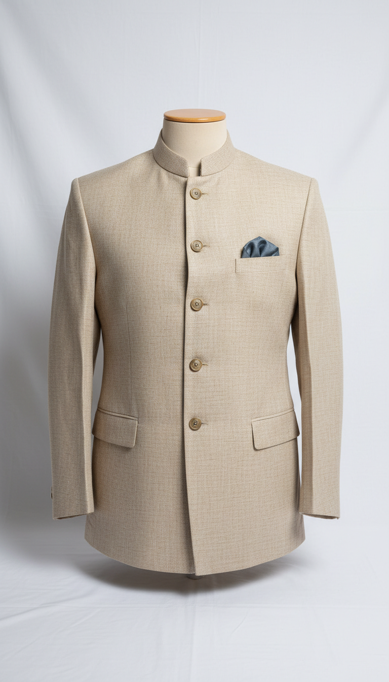 Bandhgala Jacket in Sand Linen